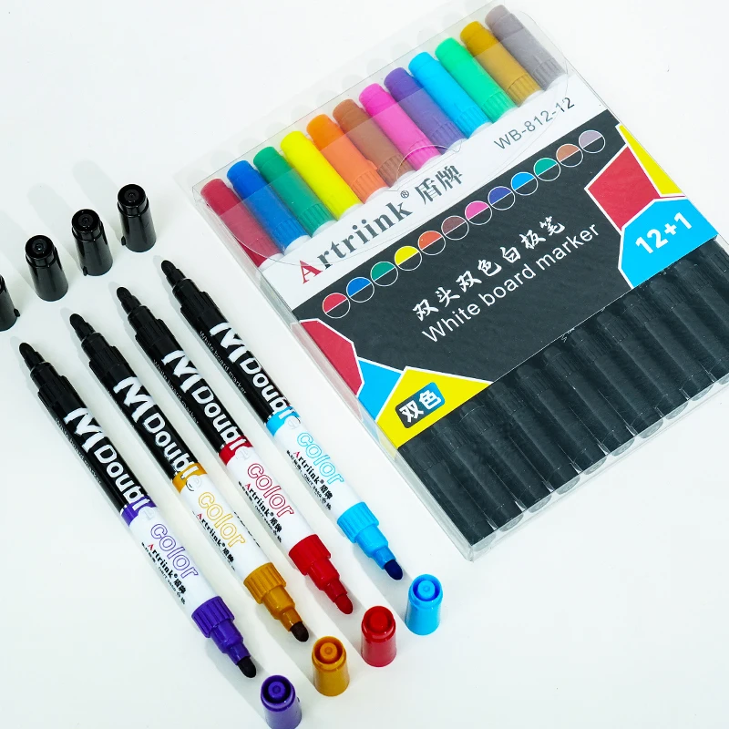 Double ended dual color whiteboard marker drawing boards suitable for students and teachers refillable blackboard marker
