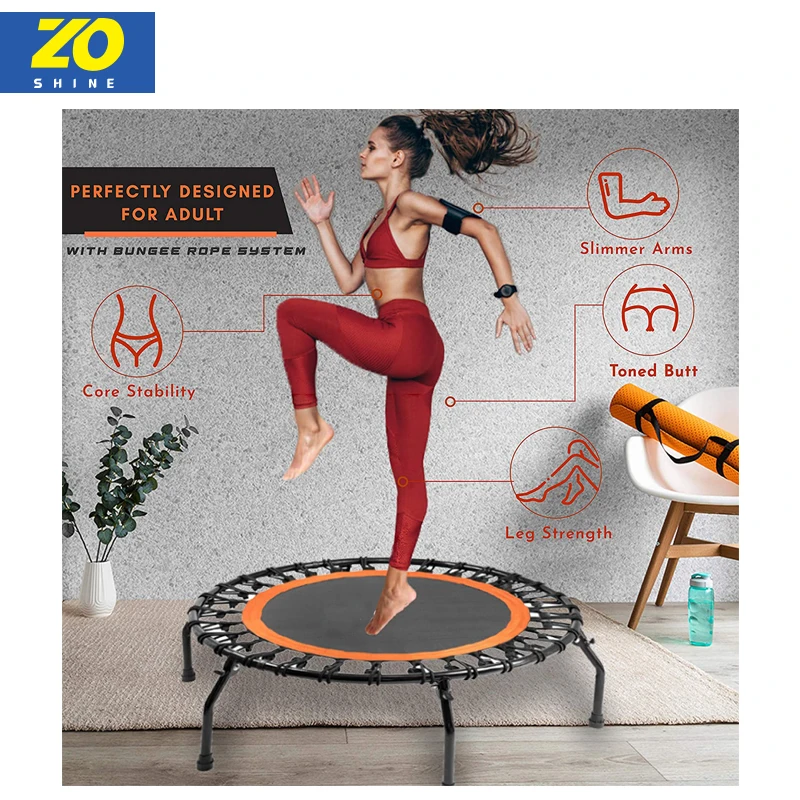 Мини-батут Zoshine для фитнеса взрослых и детей с защитной подушкой 6 нескользящих присосок