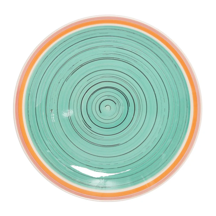 Best sales new design plate restaurant,colorful hand painted round ship Ceramic Restaurant Plate