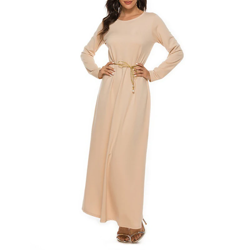 New Middle Eastern robes with long sleeves and round neck dress for Muslim worship