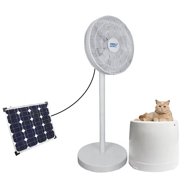 Fashional design factory price easy storage solar rechargeable DC pedestal fan