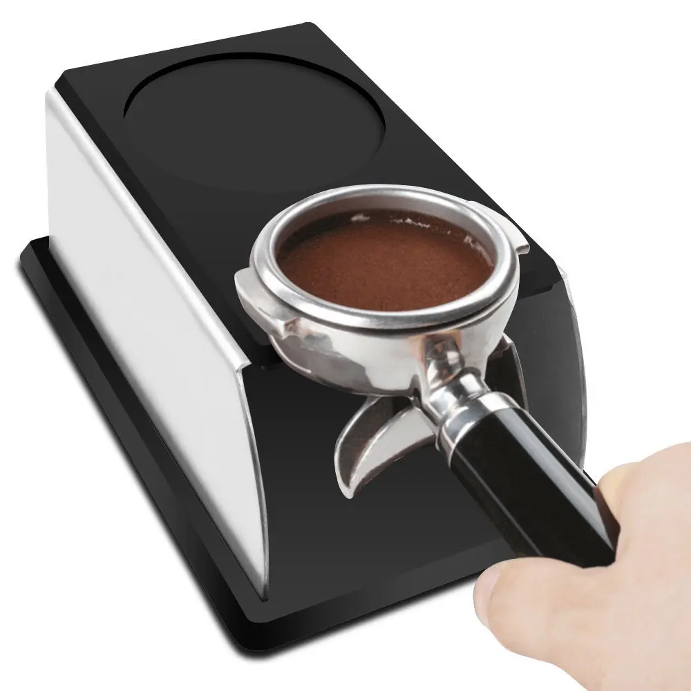 Stainless Steel Tamping Stand for Coffee Machine and Coffee Tamper Storage Base with Mat