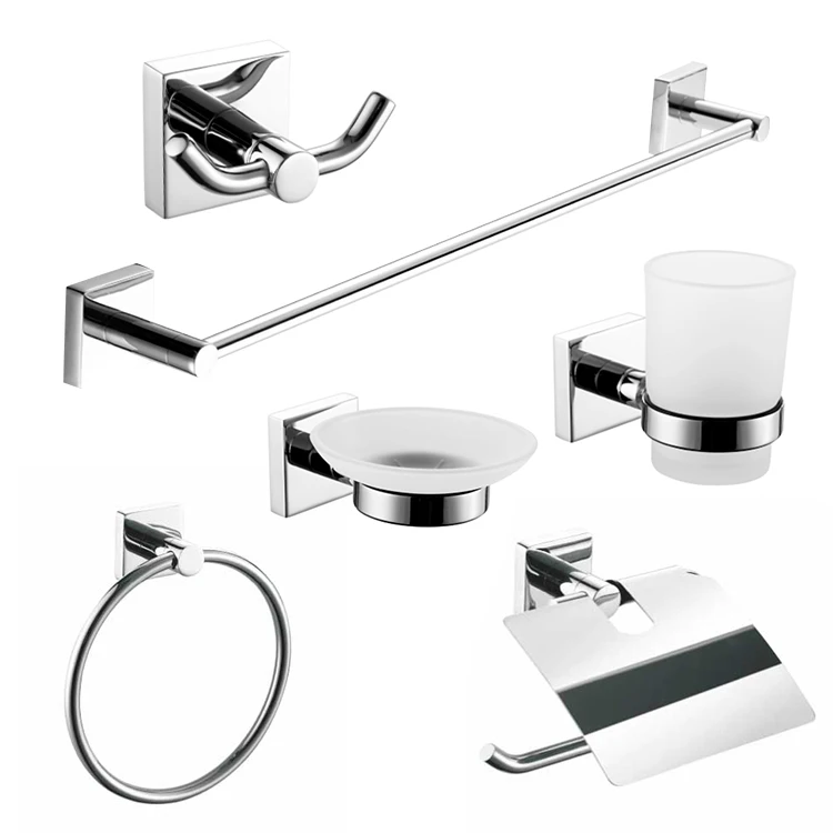 KAIIY Bathroom Accessory Sets Cheap Sample Available Chrome Hotel Washroom Toilet Accessories 6 Piece Bathroom Accessories