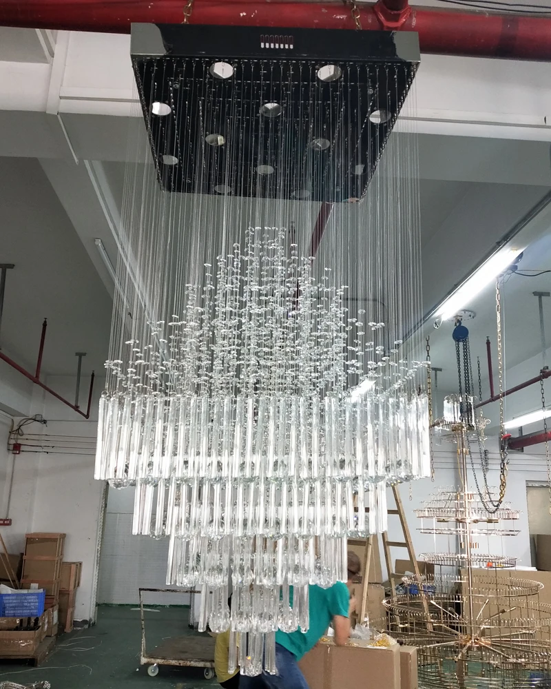 Modern Crystal LED Chandelier Ceiling Light Stairs Crystal Chandelier Ceiling Lamp For Hotel Project