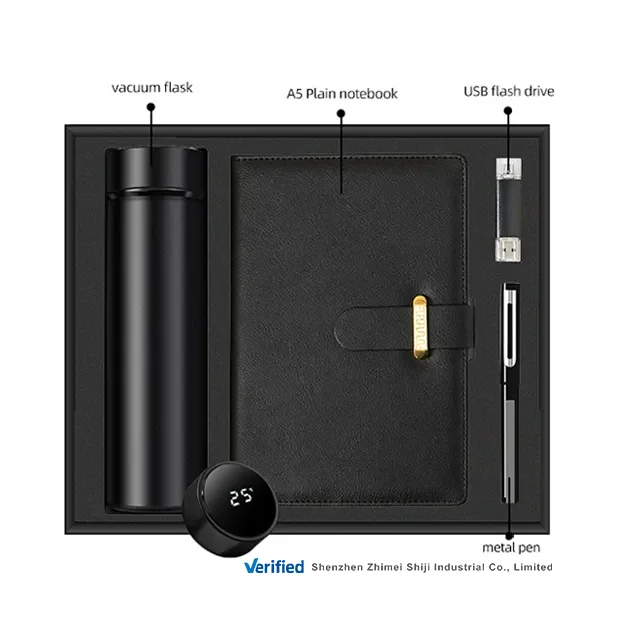 Custom logo Business anniversary Gift Promotional bottle pen notebook flash drive Corporate luxury Gift set