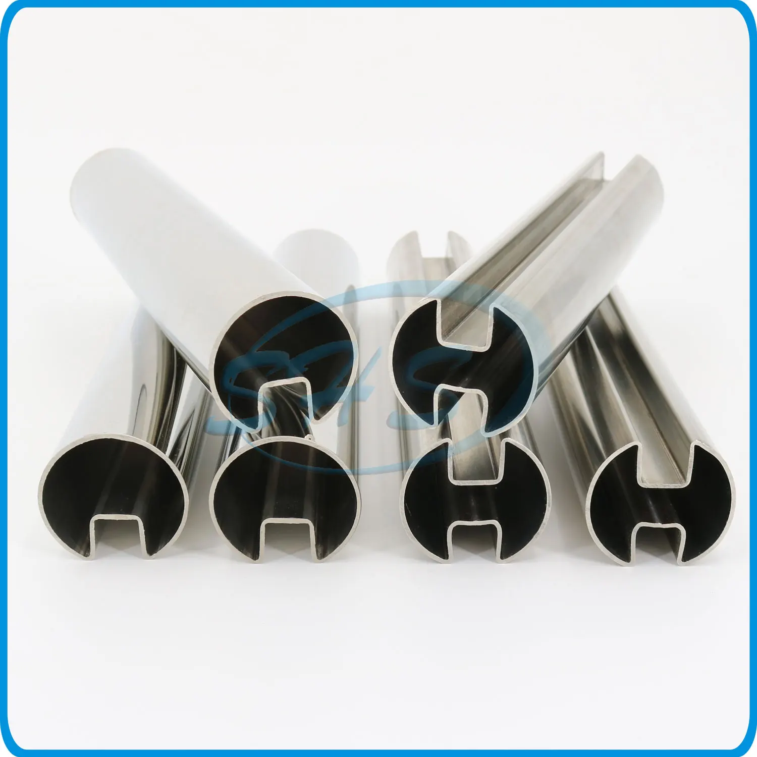 AISI 316 stainless steel groove tube glass handrail railing welded stainless steel round single slot pipe with mirror polishing