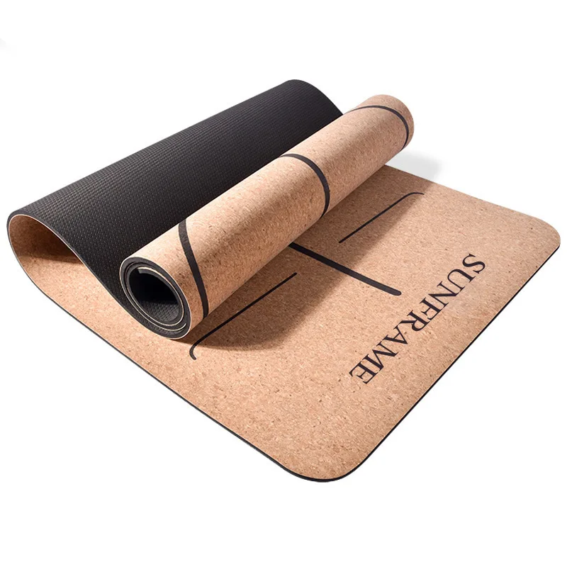 
Custom bodybuilding yoga fitness sports thickening widening antiskid 7mm cork yoga mat 