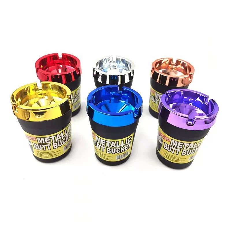 New Plastic Creative Ashtray Electroplating Color Lid Butt Ashtray