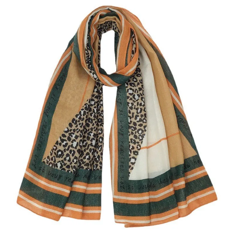 Long Scarf Leopard Printed Geometric Color Matching Scarves Female Multi-purpose Warm Shawl Muslim Hijab Scarf