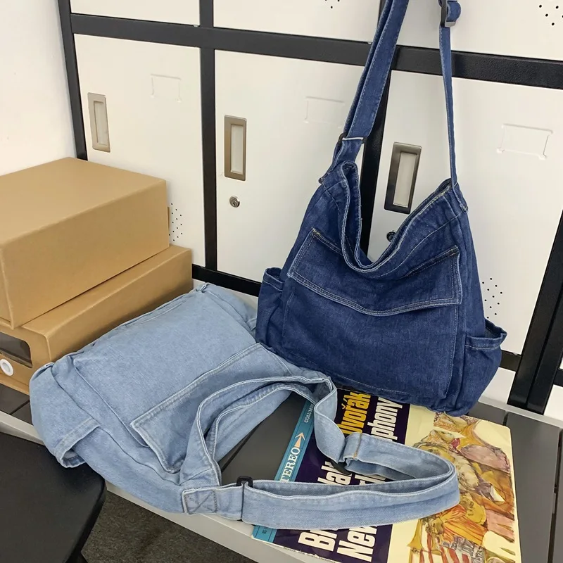 Custom Large Capacity Purse Jean Crossbody Tote Handbags Shoulder Denim Bags