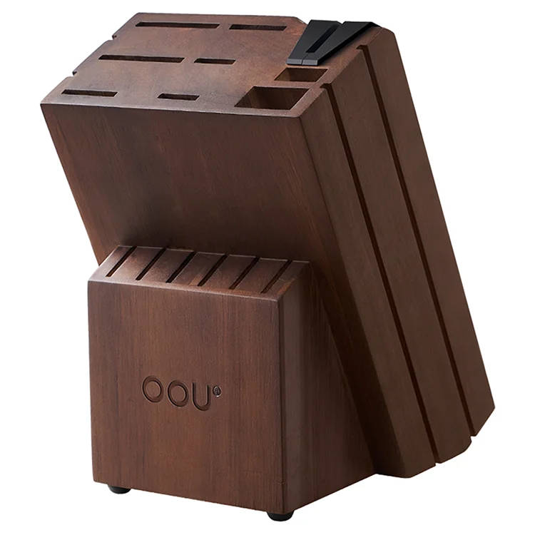 OOU Wholesale Custom Hold Sharpener 15 Pieces Knife Set With Block Wood Holder