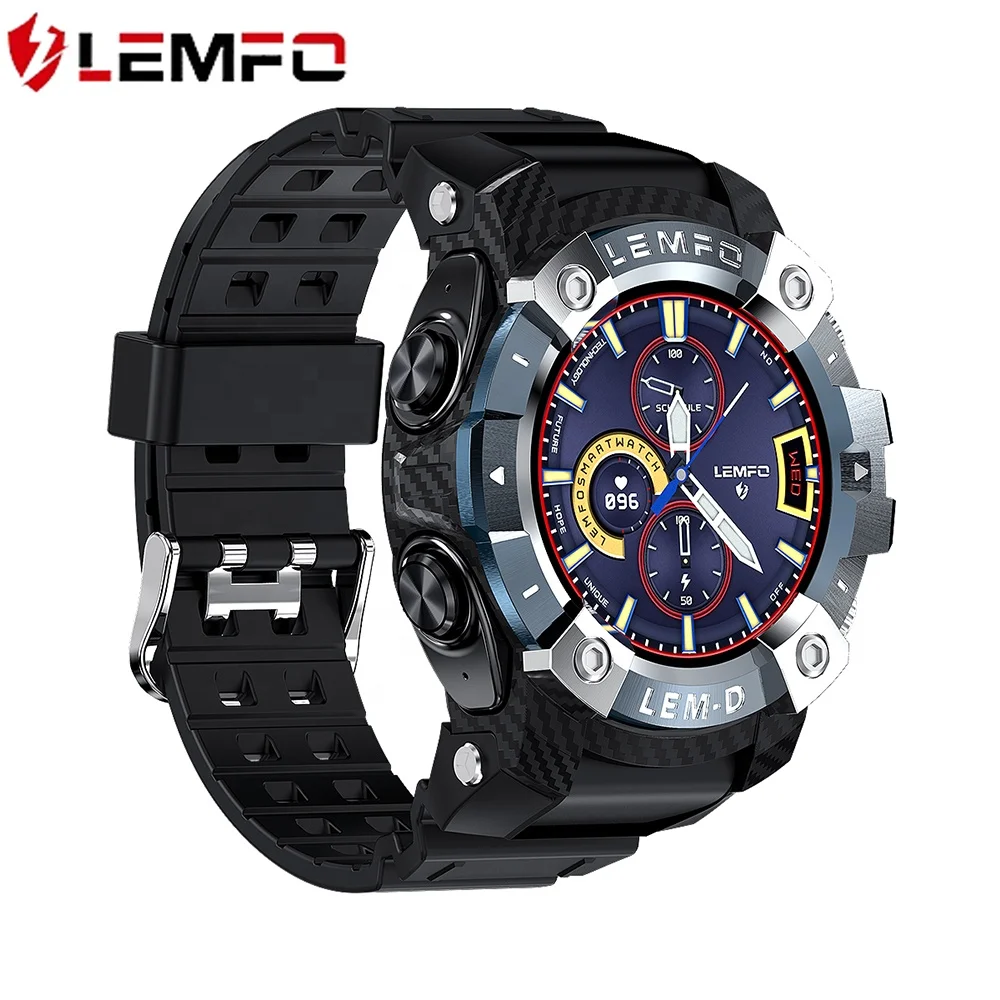 LEMFO New LEMD TWS Earphones 2 in1 Stainless Steel 350Mah Battery Digital Smart Watch with Earbuds for men IOS and Android