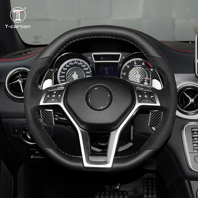 T-carbon Car Interior Accessories Steering Wheel Carbon Fiber Shift Paddle Fit Mercedes 2012 E63 C63 GLC AMG Paddle Shifter
