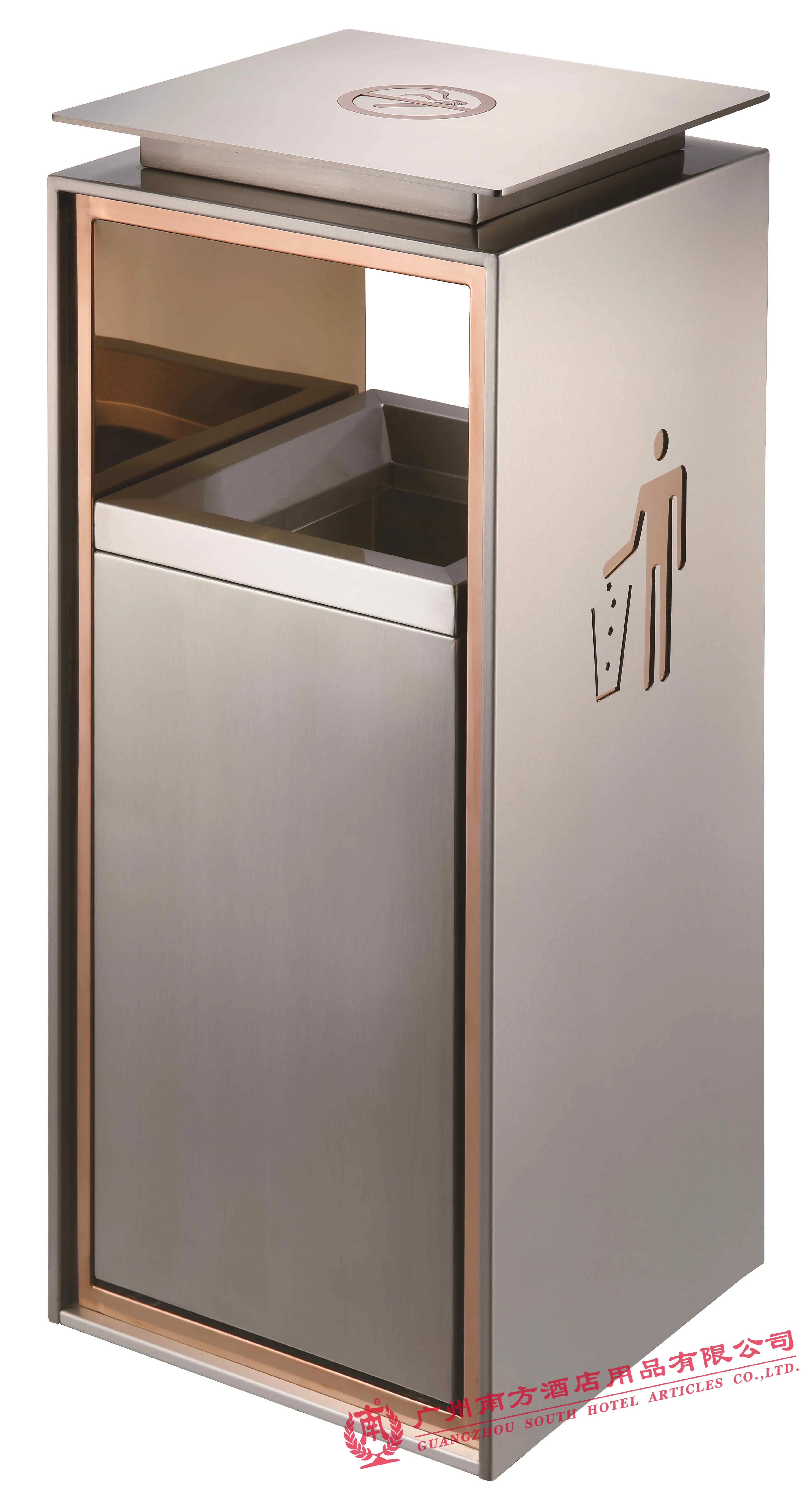 GNF  indoor public commercial rail bin stainless steel recycle waste bin