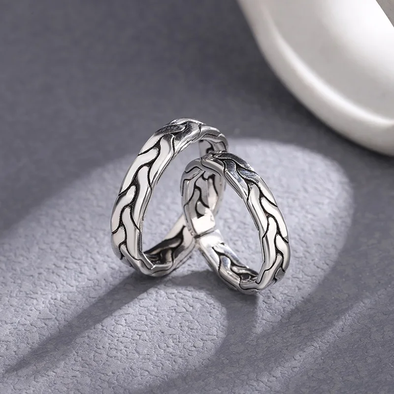 Vintage Vintage Hand-Woven Hemp Braid Modeling Index Finger Ring Open Ring For Men And Brass Ring for Women