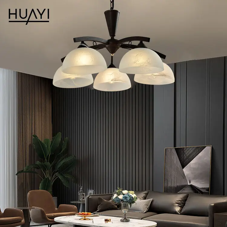 HUAYI Elegant Design Energy Saving Modern Glass Shade Hotel Lobby Home Fancy Pendant Lamp