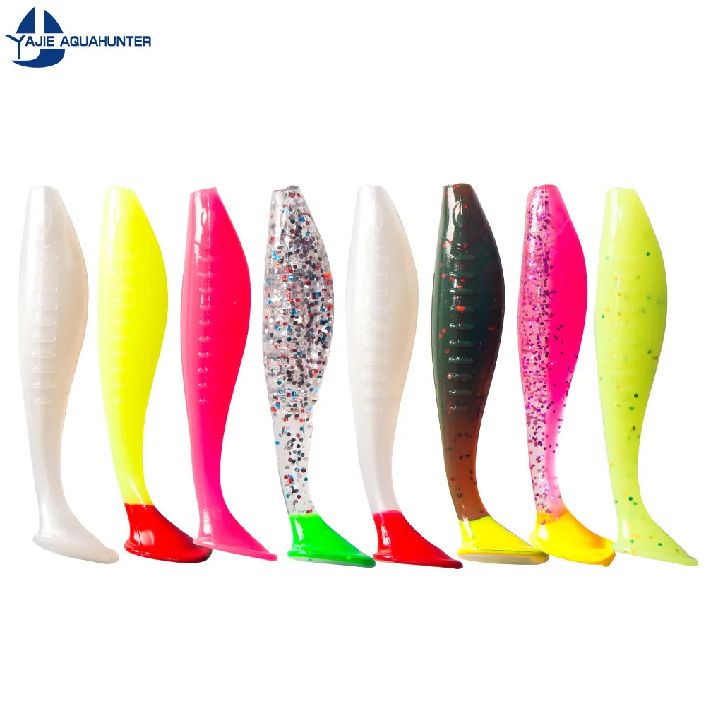 OEM 8cm 10cm TPR Fishing Soft Lure T Tail Soft Fishing Lures Bait Set Glow Soft Bait Lure