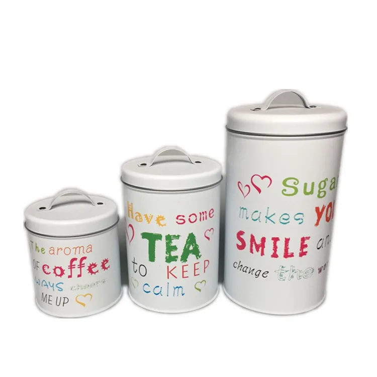 Customized design 3pc tinplate tea container storage box