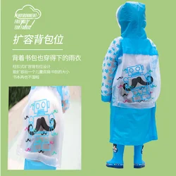 Factory wholesale Long Cute Colorful pvc raincoat for kids children waterproof with School Bag space