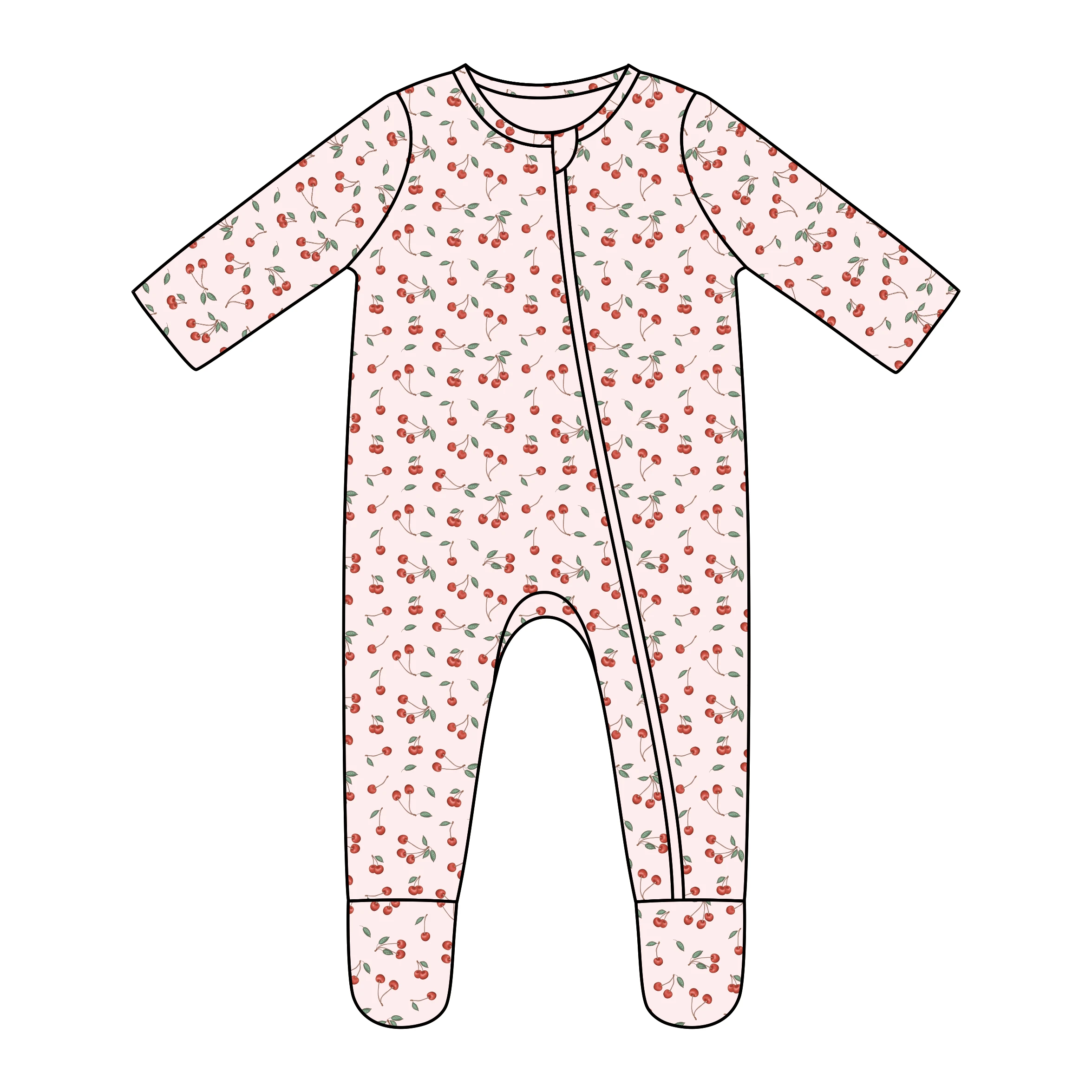 Custom Printed Baby Kid Bamboo Spandex Footie Zipper Pajamas Sleepers Children Toddler Sleepwear Rompers Onesie Clothing