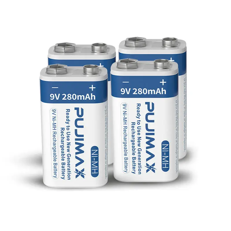PUJIMAX 4 Pcs 280mAh 9v battery walkie talkie nimh rechargeable battery metal detector massager toy remote battery pack