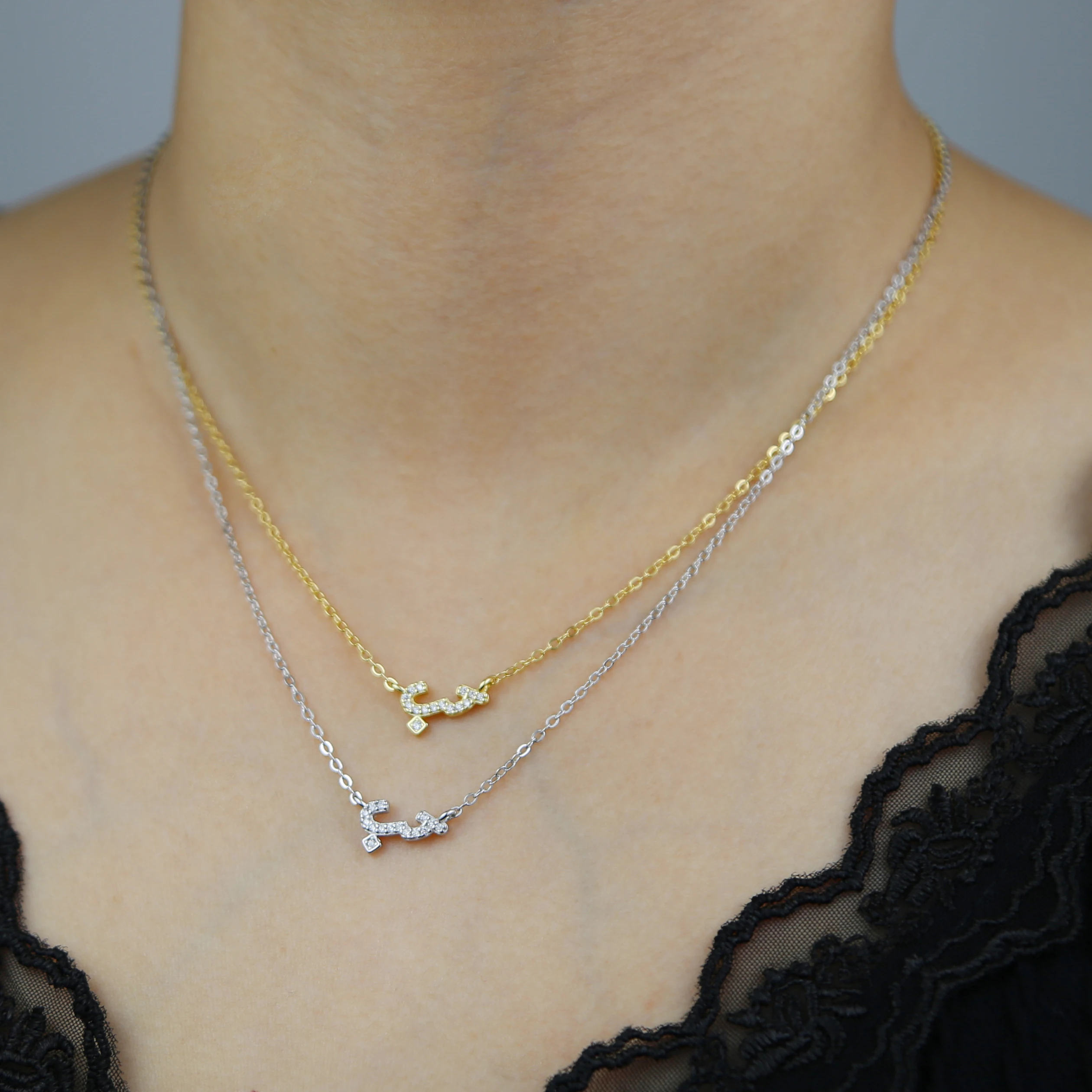 Arabic Love Letter Necklace 925 Sterling Silver Minimal Delicate Fine Silver Jewelry