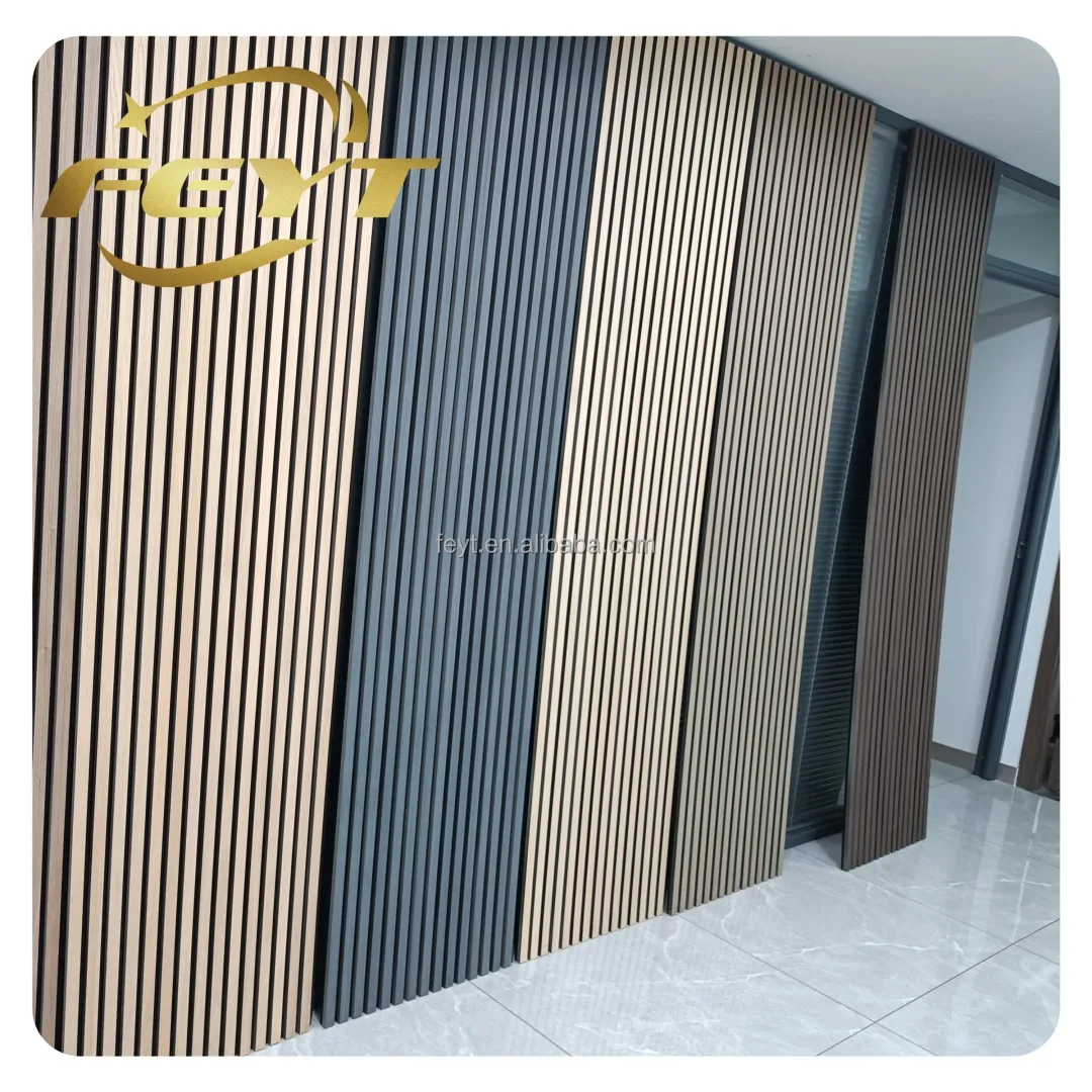 FEYT Wholesale sound absorption decors natural walnut slat wood wall panel acoustic wall panels