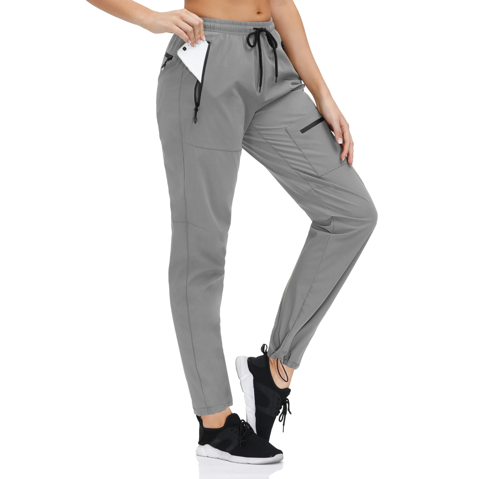 
Unisex Windproof Hiking Pants Softshell Cargo Pants with Multiple Pockets for Sports 