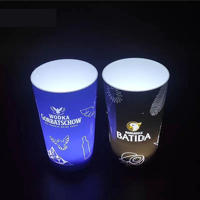 2024 Popular Water Activated Led Cup 14OZ/16OZ Drinking Cup Custom Logo Promotion Led Glass For Sport Event Club