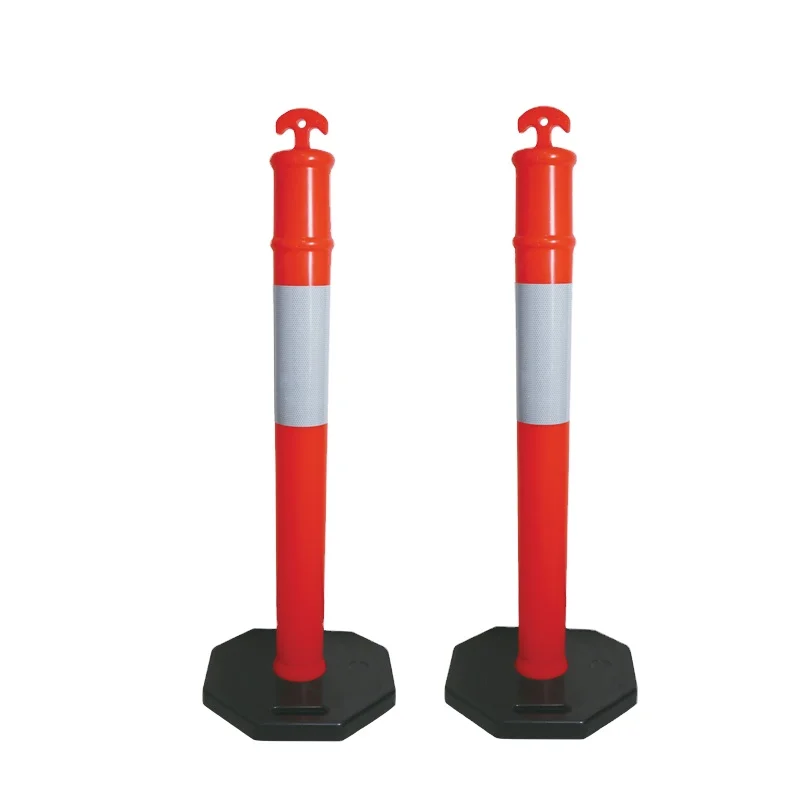 Warning Signal Safety Barrier With Reflective Collar T-TOP 110CM Height PE Material Warning Post for Construction Security