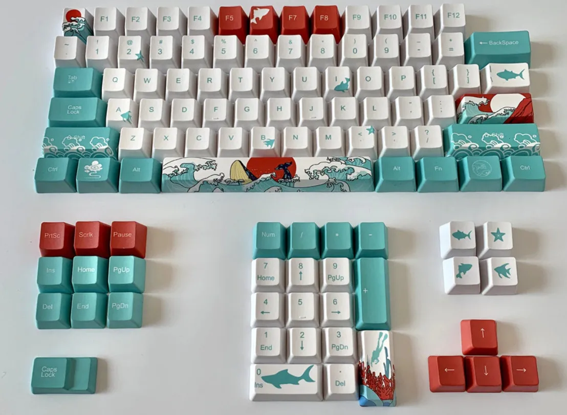 Custom OEM PBT Keycaps for GK61 RK61 60 Percent Mechanical Keyboards Coral Sea Keycaps