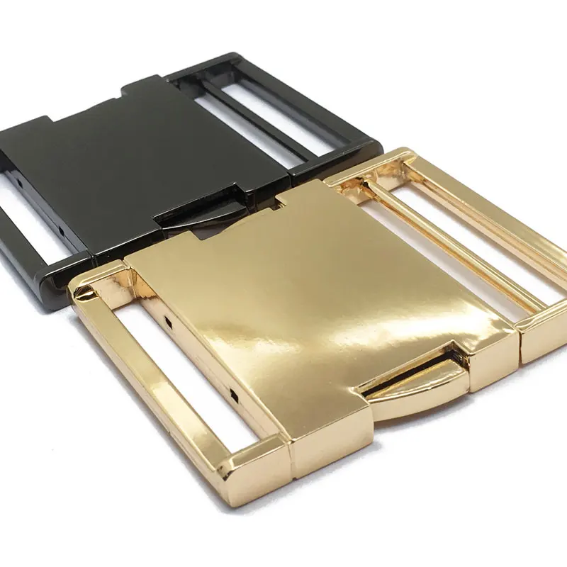 Nickel Free 55mm 50mm 2'  Brass Pet Collar 2 Inch Side Black Clip Metal Quick Release Belt Buckle