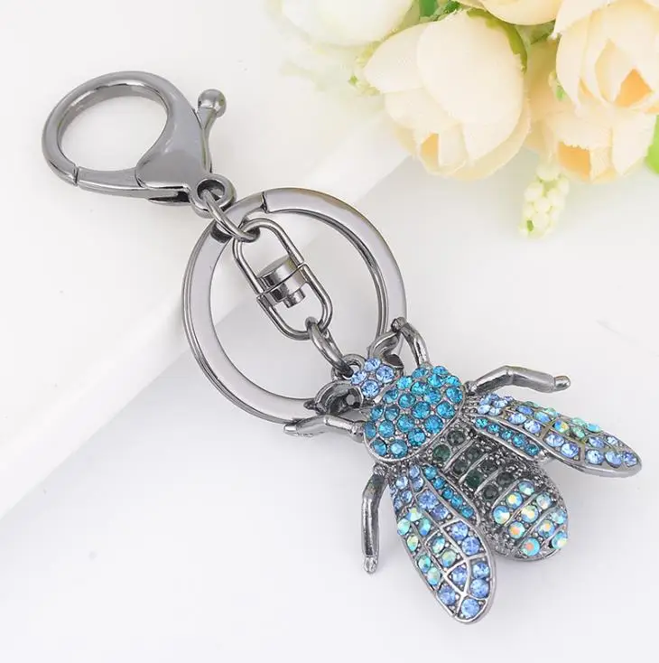 CH4392 Vintage insect key Chains Alloy Rhinestones Key Chain jewelry Wholesale