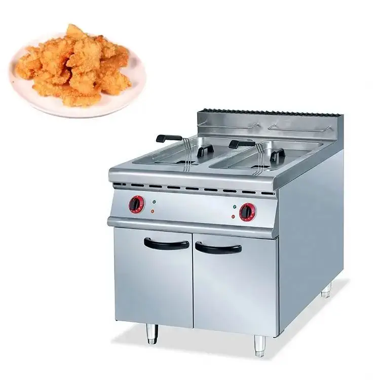 China manufacturer oil water separation electric gas deep fryer 24x24 double-cylinder electric fryer