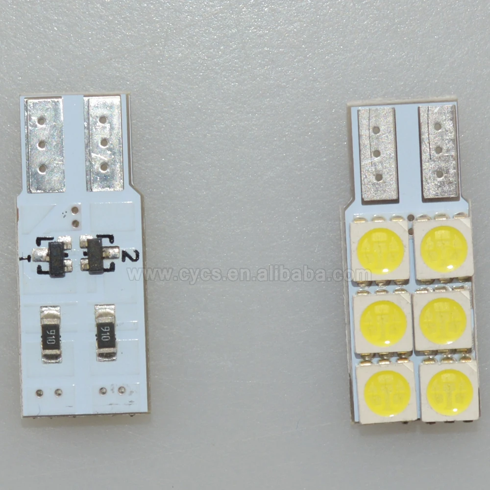Super bright white Non-polar 194 186 W5W T10 6SMD 5050 canbus LED auto car light bulbs