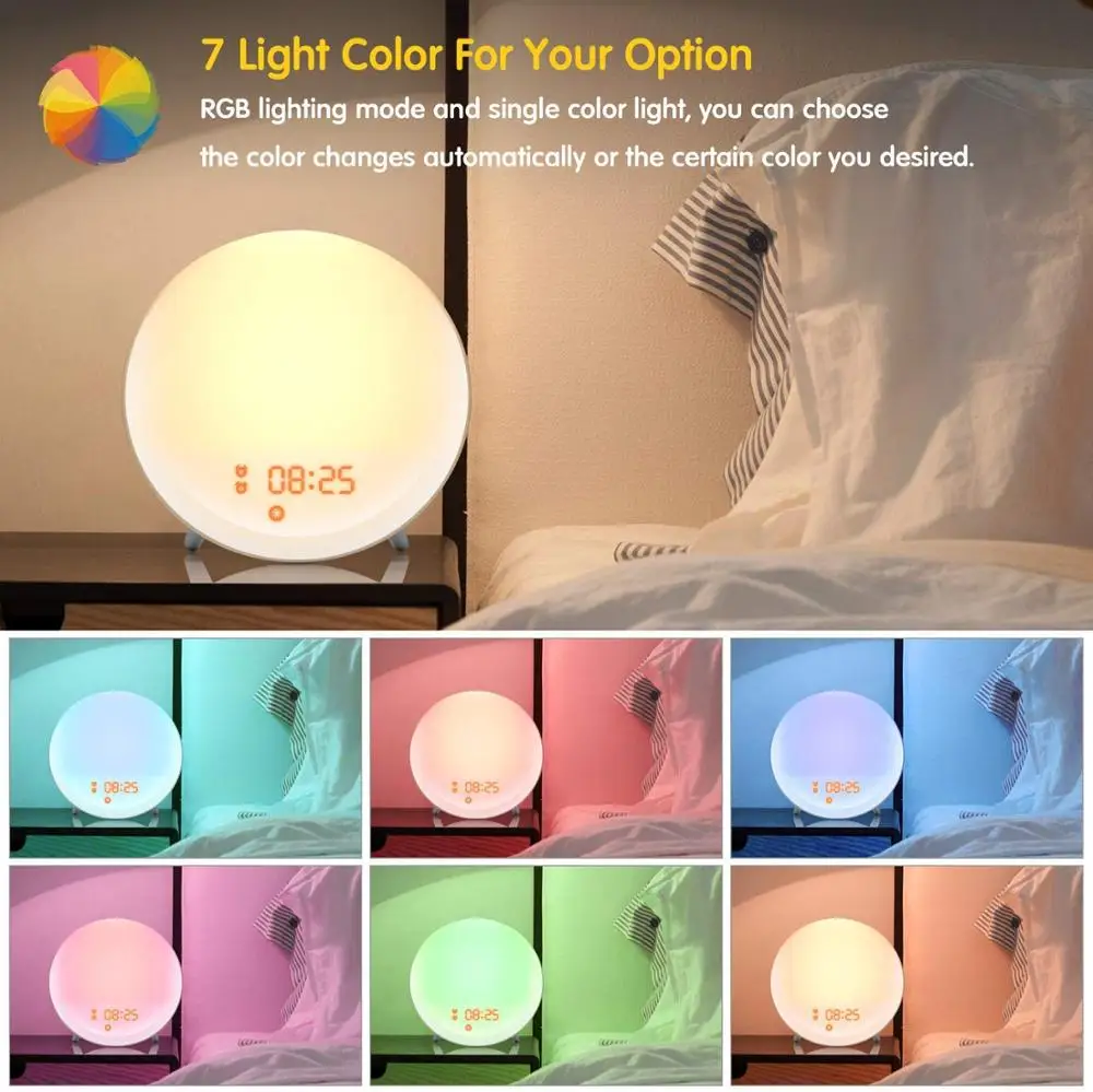 
Sunrise Sunset Simulation Dual Alarms and Snooze Function Wake Up Alarm Clock 