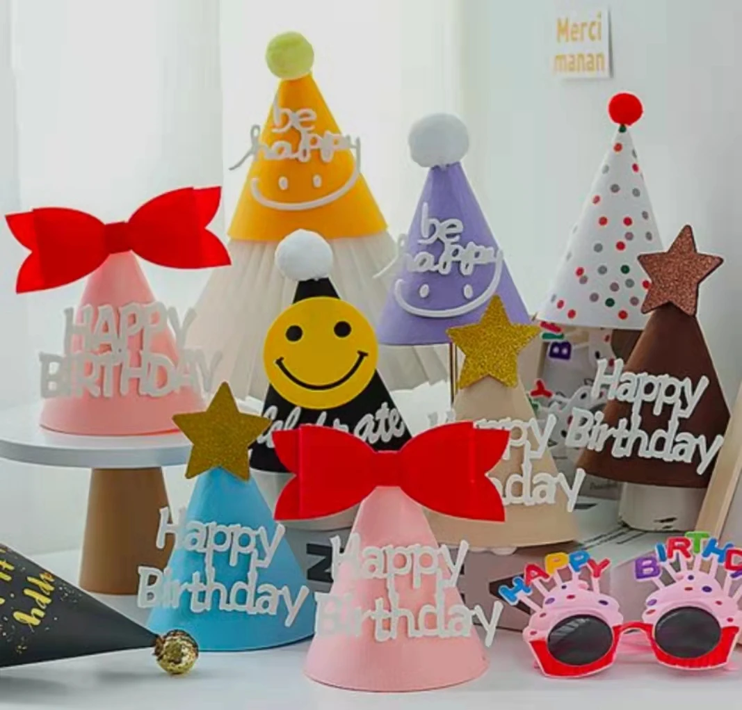 Green birthday party lucky elaborate birthday paper birthday hat