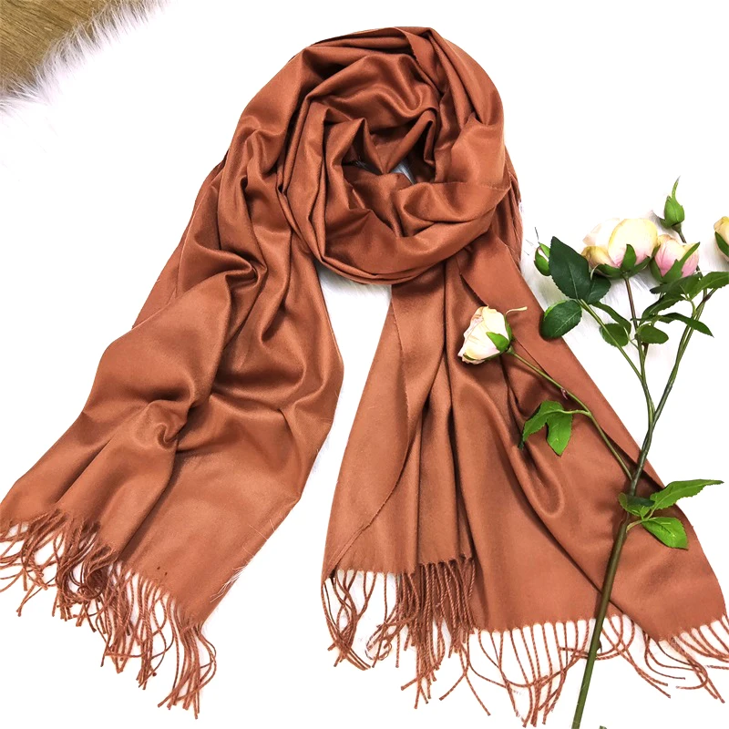Elegant Women Shawl 180*70 with Tassels Pashmina Feeling Multi Colors Scarf Polyester Turban Headscarf Shawl
