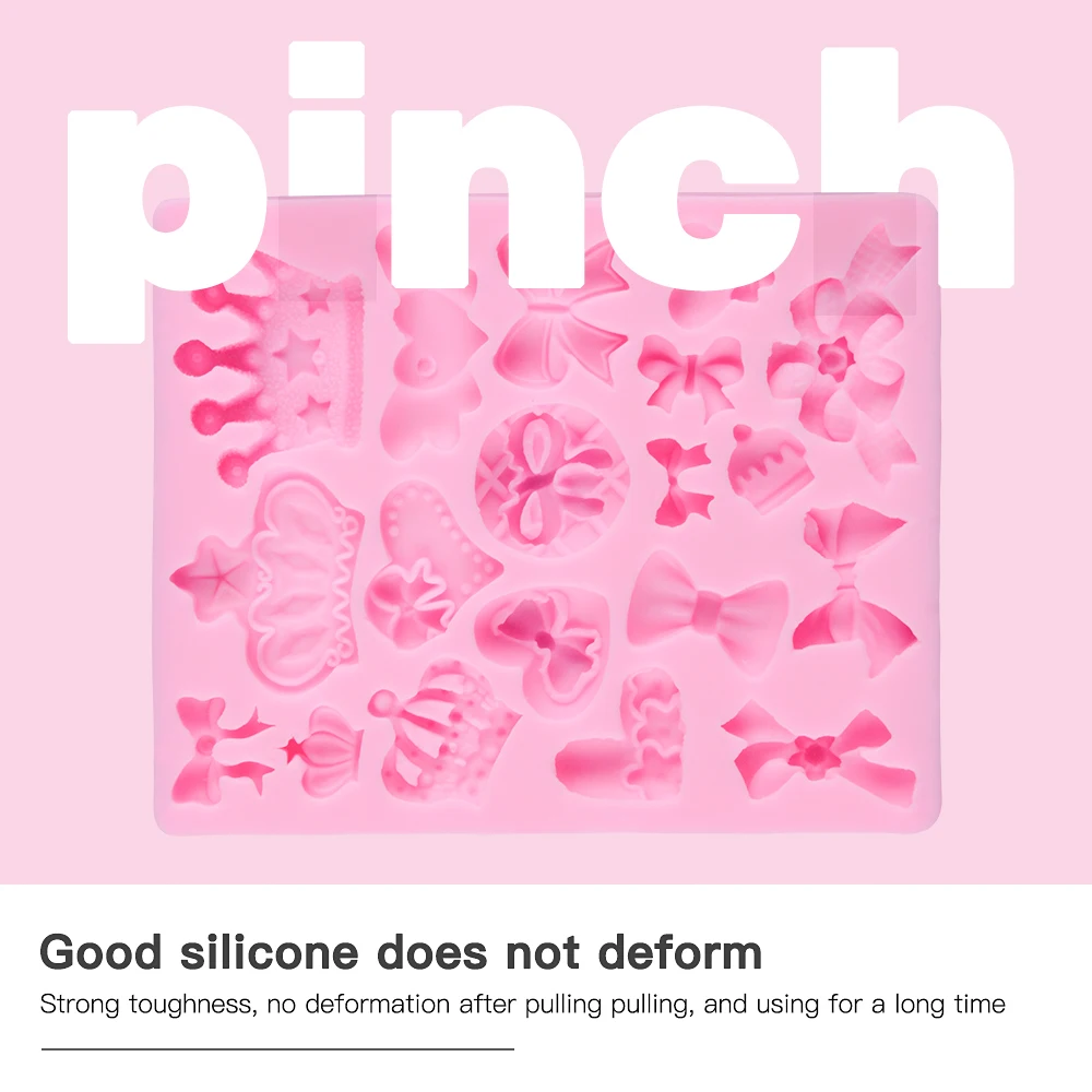 Amazon Hot Selling Crown Bowknot Design Silicone Cake Decorating Fondant Tools