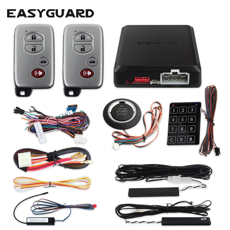  EASYGUARD EC002-T PKE система Пассивный Автозапуск сенсорный ввод пароля и дистанционного запуска двигателя автосигнализации