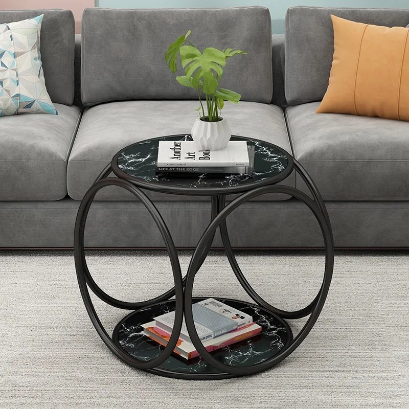 Modern Luxury Marble Glass Side Tables With Metal Frame For Living Room Tea Table Coffee Tabld