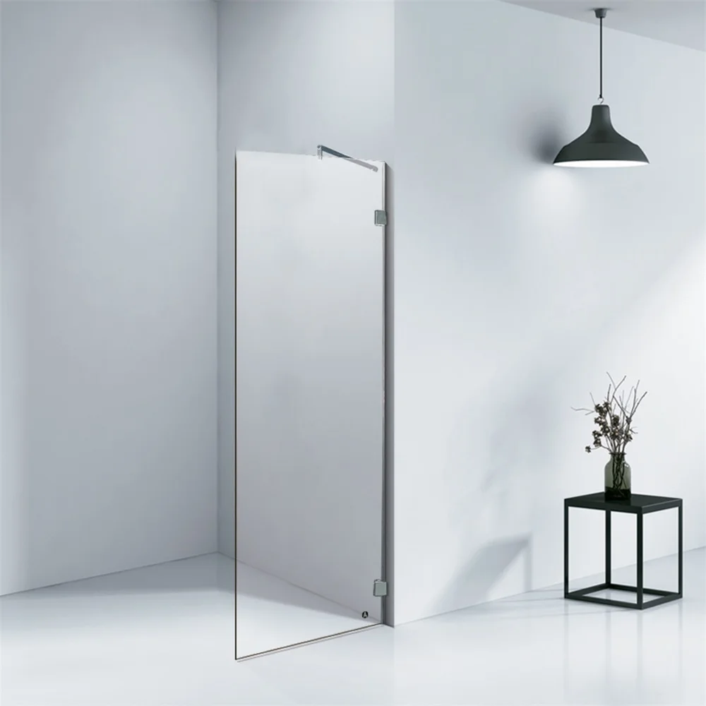 KMRY Tray Walk-in Bathroom (KD8006) Panels Glass Conner Wooden Frameless Contemporary Rectangle Straight Shower Screen