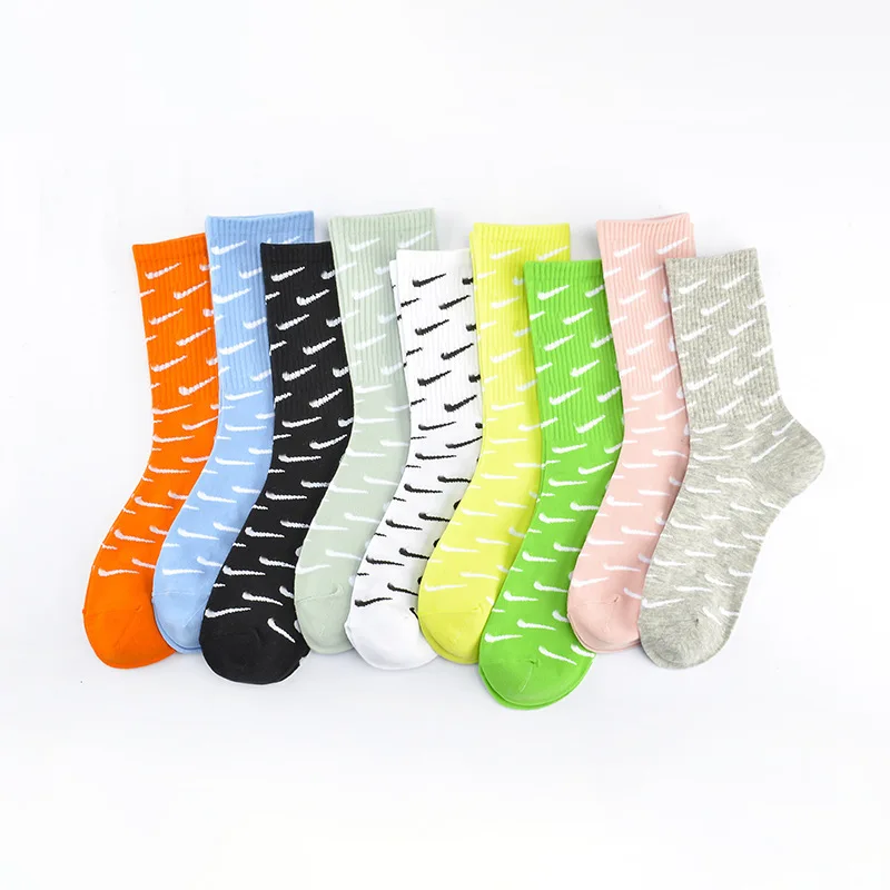 customised socks girls logo full print socks cotton long sports running sock for men and women
