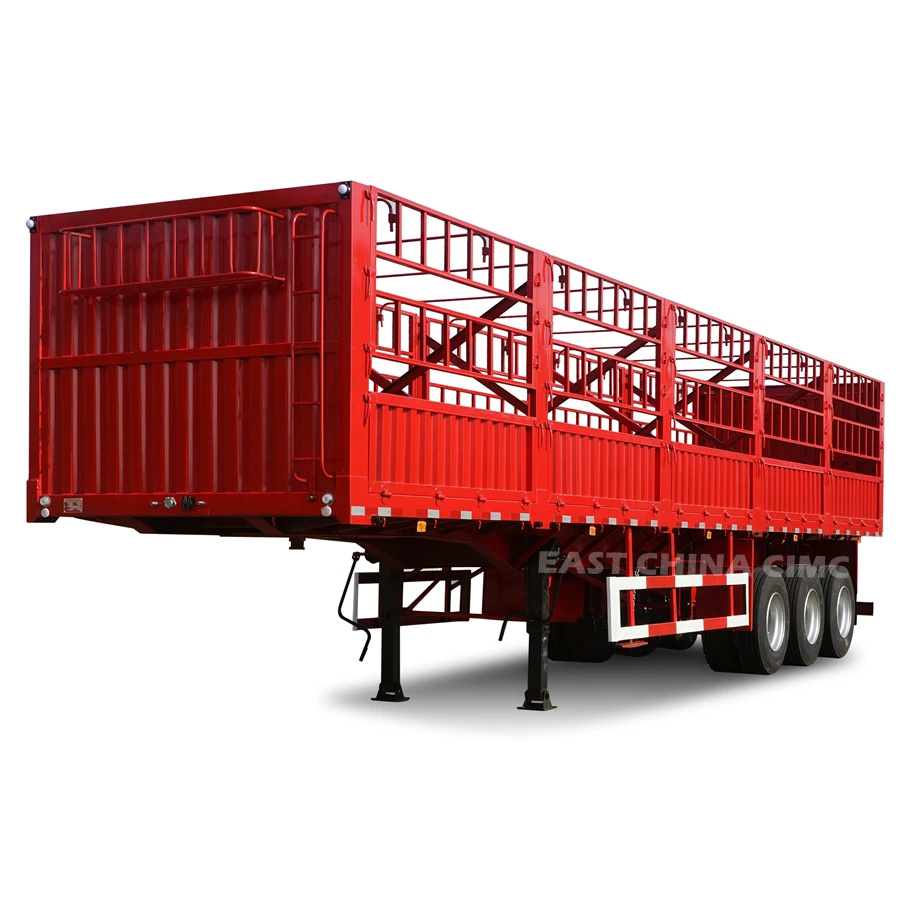 3 Axles 12m Long Cattle Crate Goat Sheep Animal Trailer Livestock Trailers 40Tons 40ft Container Sheep Animal Fence Trailer