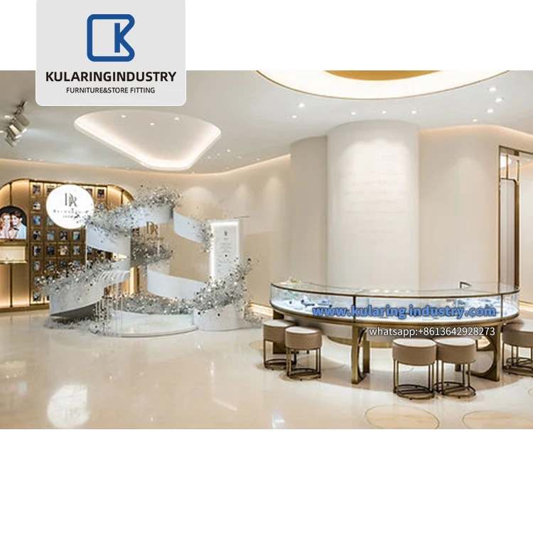 Guangzhou supplier wood display equipment jewelry store equipment and display cabinet and showcase for jewelry shop