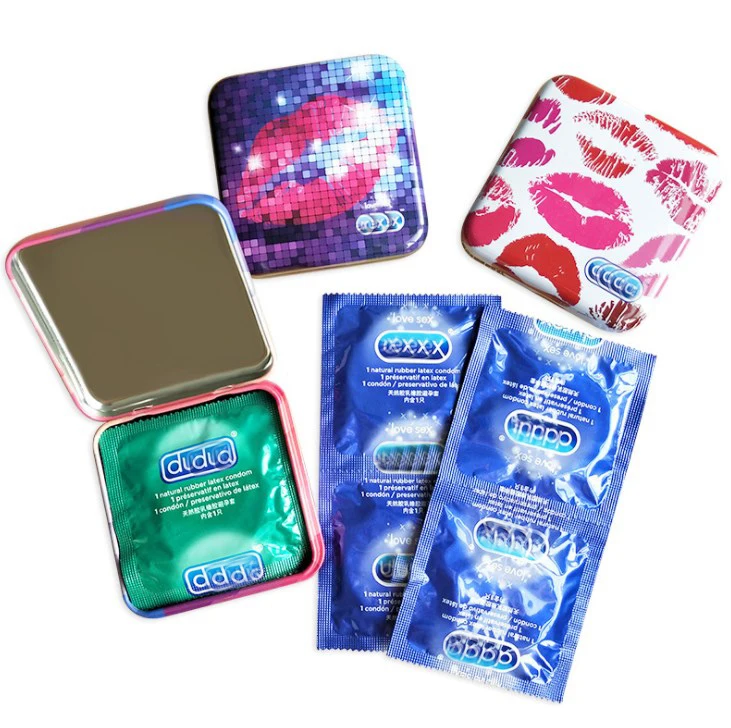 Custom printing condoms metal box tin container tin cans with lids