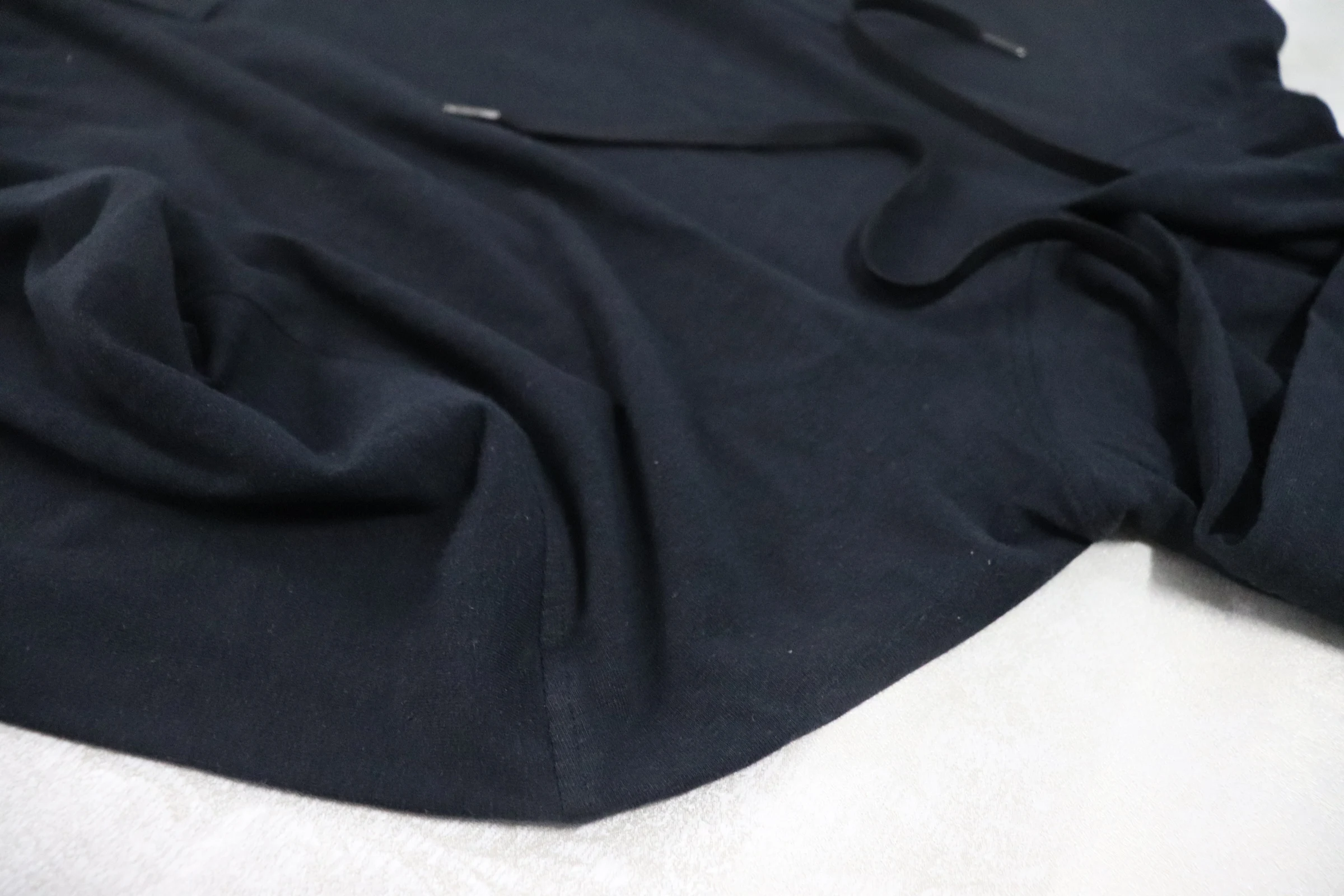 55%hemp 45%Organic Cotton Long Sleeve Thin Solid Black Hooded Pullover Unisex Black Loose Hoodies for Summer/Spring