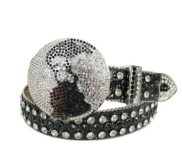 New Fashion Western Cowboy Bling Rhinestone Belt Simon Men Women PU Belt with Crystal Diamond Studded Buckle Belts Accessories