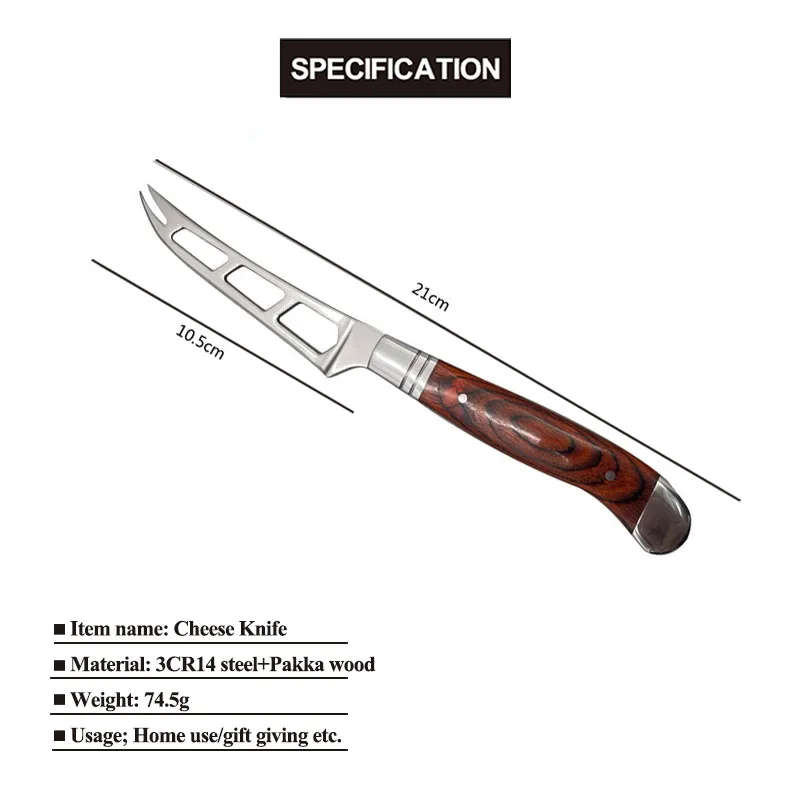 Top Sale Laguiole Cheese Cutter Set New Design Wooden Handle Stainless Steel Knife Kitchen Table Accessories Rubber Gift Box