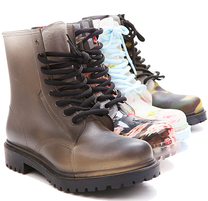 Женские прозрачные сменные цвета ПВХ полурезиновые Ботинки martin для взрослых